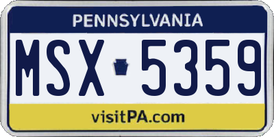 PA license plate MSX5359