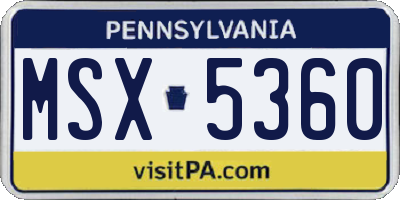 PA license plate MSX5360