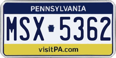 PA license plate MSX5362