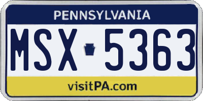 PA license plate MSX5363