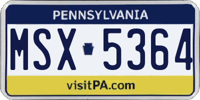 PA license plate MSX5364