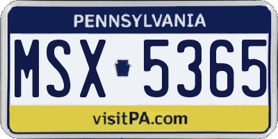 PA license plate MSX5365