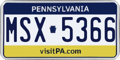 PA license plate MSX5366