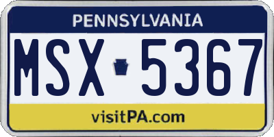 PA license plate MSX5367
