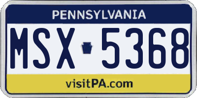 PA license plate MSX5368