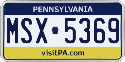 PA license plate MSX5369