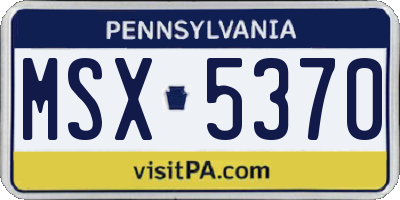 PA license plate MSX5370