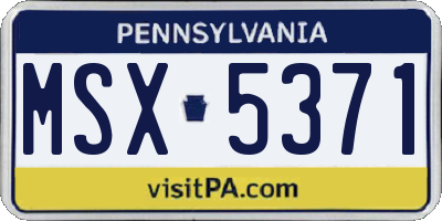 PA license plate MSX5371