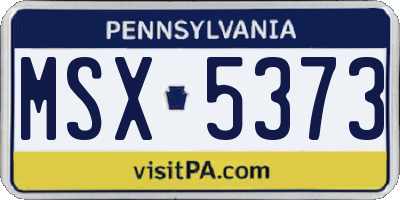 PA license plate MSX5373
