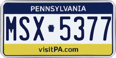 PA license plate MSX5377