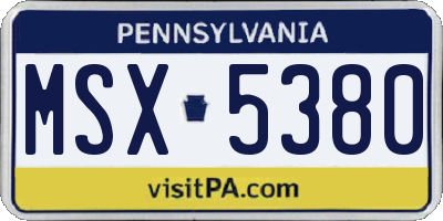 PA license plate MSX5380