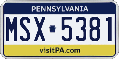 PA license plate MSX5381