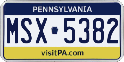 PA license plate MSX5382