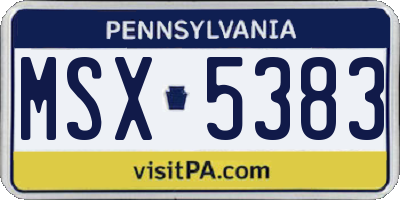 PA license plate MSX5383