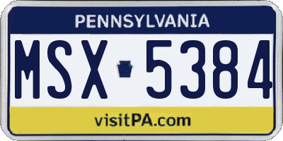 PA license plate MSX5384