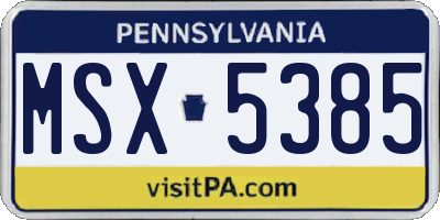 PA license plate MSX5385