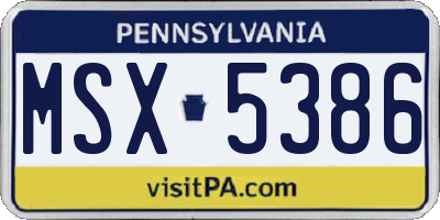 PA license plate MSX5386