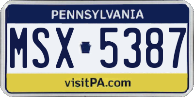 PA license plate MSX5387