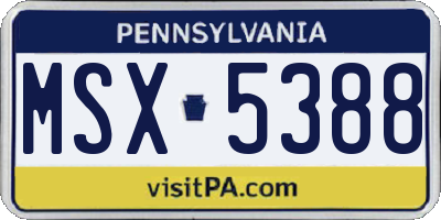 PA license plate MSX5388