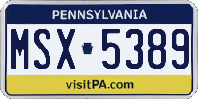 PA license plate MSX5389