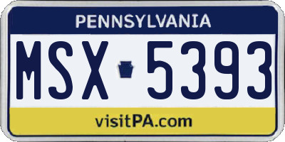 PA license plate MSX5393