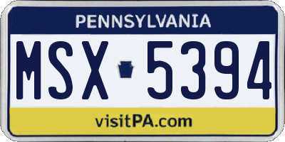 PA license plate MSX5394