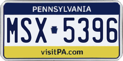PA license plate MSX5396