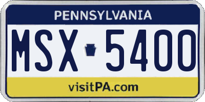 PA license plate MSX5400
