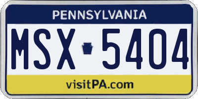 PA license plate MSX5404