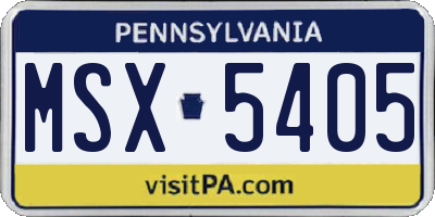 PA license plate MSX5405