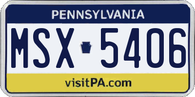 PA license plate MSX5406