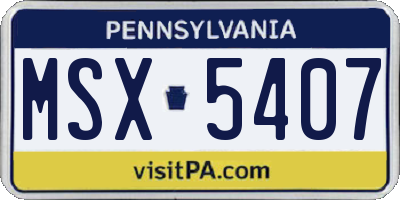 PA license plate MSX5407
