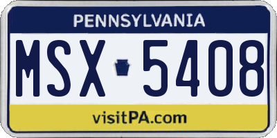 PA license plate MSX5408