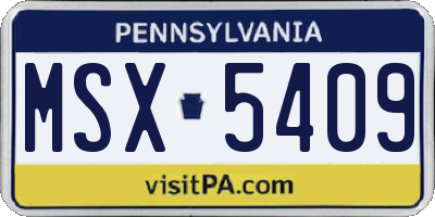 PA license plate MSX5409