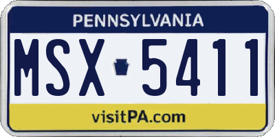 PA license plate MSX5411