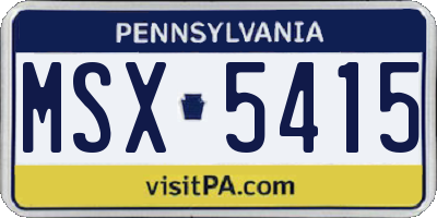 PA license plate MSX5415