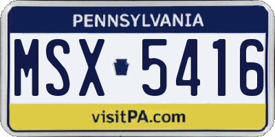 PA license plate MSX5416