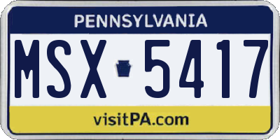 PA license plate MSX5417