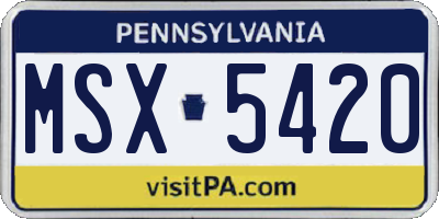 PA license plate MSX5420