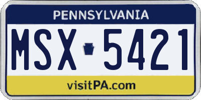 PA license plate MSX5421