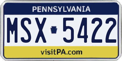 PA license plate MSX5422