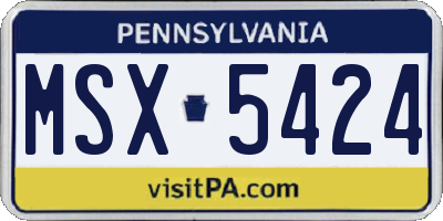 PA license plate MSX5424