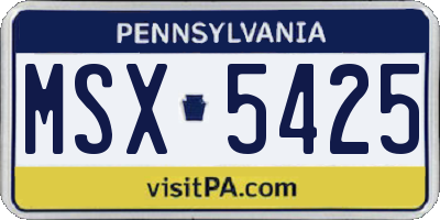 PA license plate MSX5425
