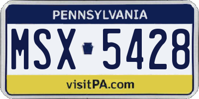 PA license plate MSX5428