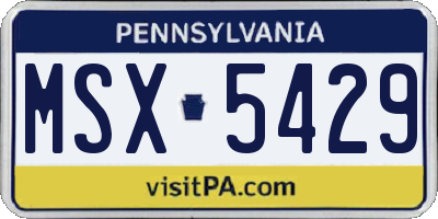 PA license plate MSX5429