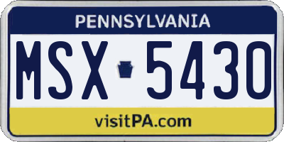 PA license plate MSX5430