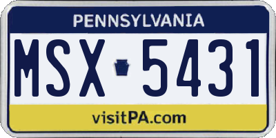 PA license plate MSX5431