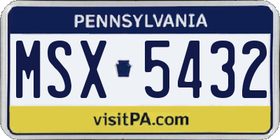 PA license plate MSX5432