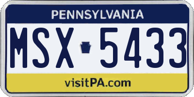 PA license plate MSX5433