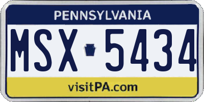 PA license plate MSX5434